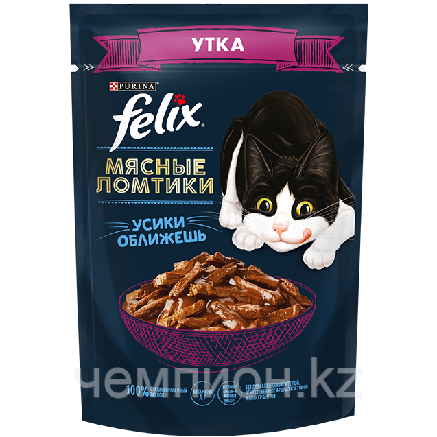 Felix, Феликс Мясные Ломтики с уткой в соусе для кошек, уп.26*75гр.