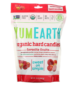YumEarth, Органические леденцы, любимые фрукты, 368,5 г