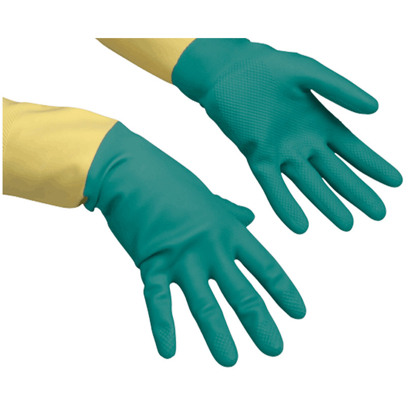 Перчатки резиновые Vileda Professional "Усиленные" с неопреном, р.L, зеленый/желтый, пакет - фото 2 - id-p93800800