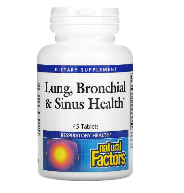 Natural Factors, Здоровье дыхательных путей (Lung, Bronchial &amp; Sinus Health), 45 таблеток - фото 1 - id-p66766507