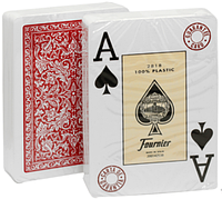 Карты Fournier Фурнье для покера 100% пластик, красная рубашка