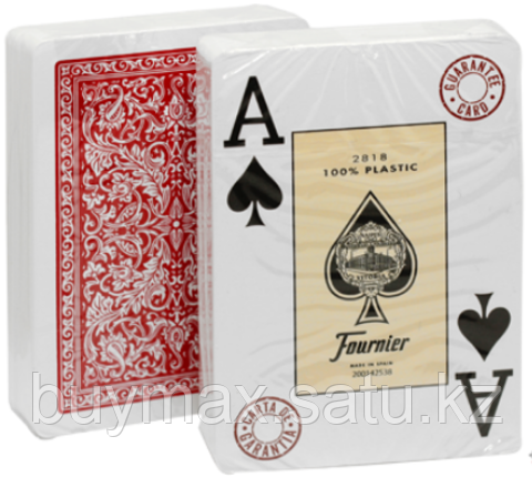 Карты Fournier Фурнье для покера 100% пластик, красная рубашка - фото 1 - id-p93806186