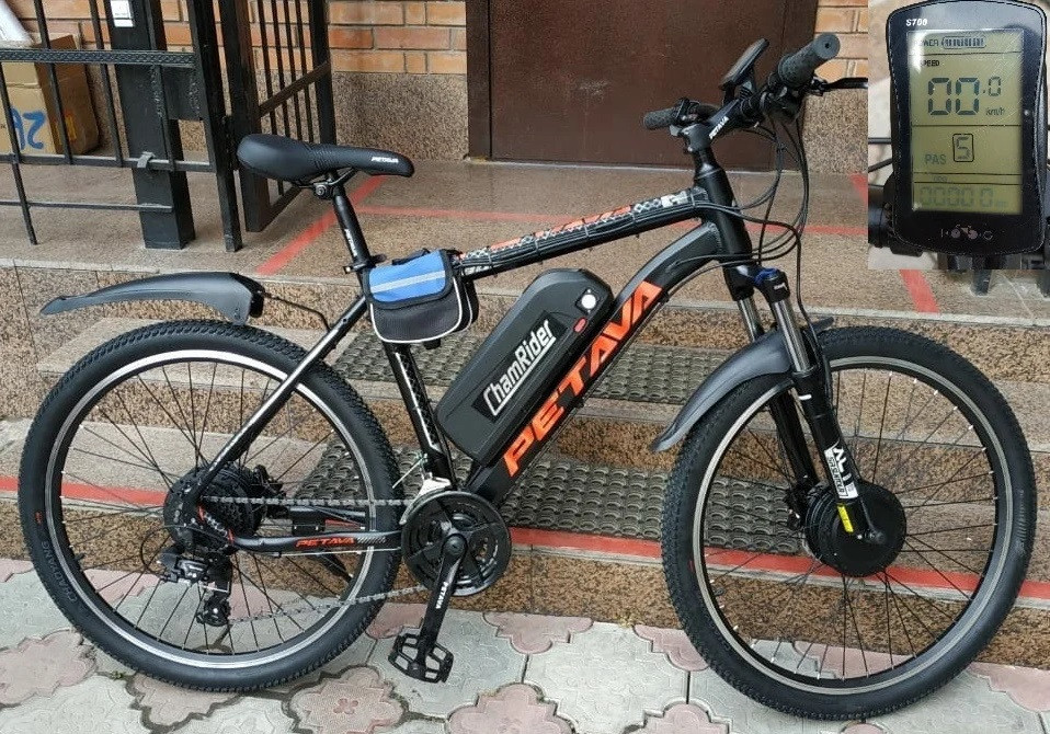Электровел. 2WD,100G Explore-D, 48v 500w задний + 48v 500w передний, обод 26”,аккум. Li-ion 48v 19,2 A/H.