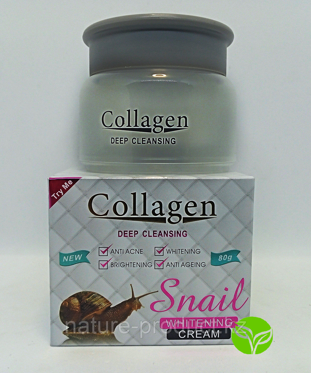 Коллагеновый крем для лица Collagen Deep Cleansing Snail Whitening с экстрактом улитки 75g - фото 1 - id-p93806416