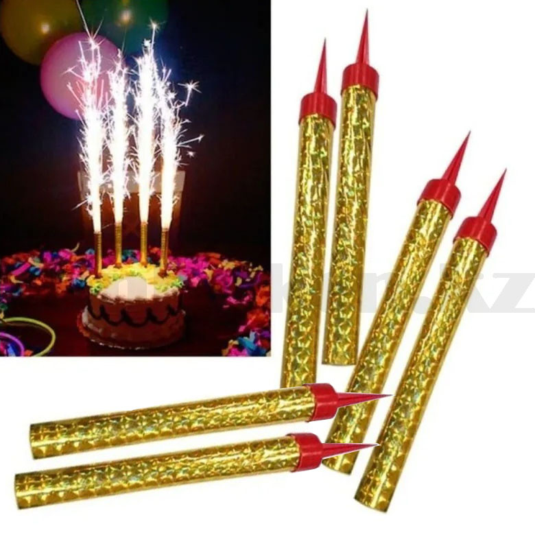 Свечи фейерверк для торта 12 см золотые - фото 4 - id-p93808068
