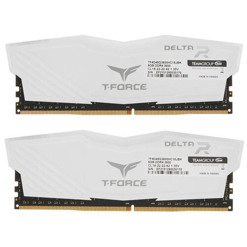 ОЗУ TeamGroup T Force Delta RGB 16Gb (8x2)/3600MHz, CL18, 1.35V, RGB, WHITE, TF4D416G3600HC18JDC01