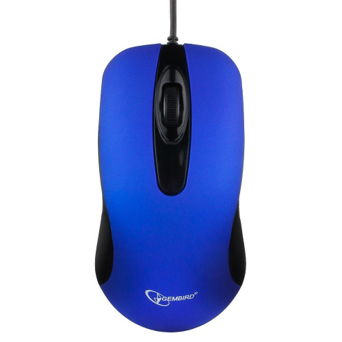 Мышь Gembird MOP-400-B, USB, синий, бесшумный клик, 2 кнопки, 1000 DPI, soft-touch, 1.45м, блистер - фото 1 - id-p93806295