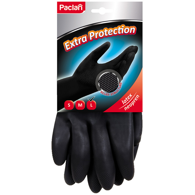 Перчатки неопреновые Paclan "Extra Protection", L, 1 пара, хозяйственные, х/б напыление - фото 1 - id-p93832307