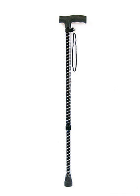 Трость телескопическая Мега-Оптим с блестящей стойкой "Спираль" черный, ручка УПС "Затвор" ТР1 (ПР) 740-965
