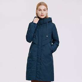 Осенняя удлиненная куртка MaxMara женская темно-синего цвета