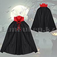Накидка плащ Дракула с красным воротником для Хэллоуина 70 см черного цвета