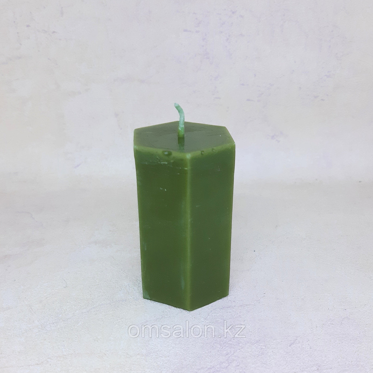 Свеча восковая, граненая (зеленая) 7см, фото 1