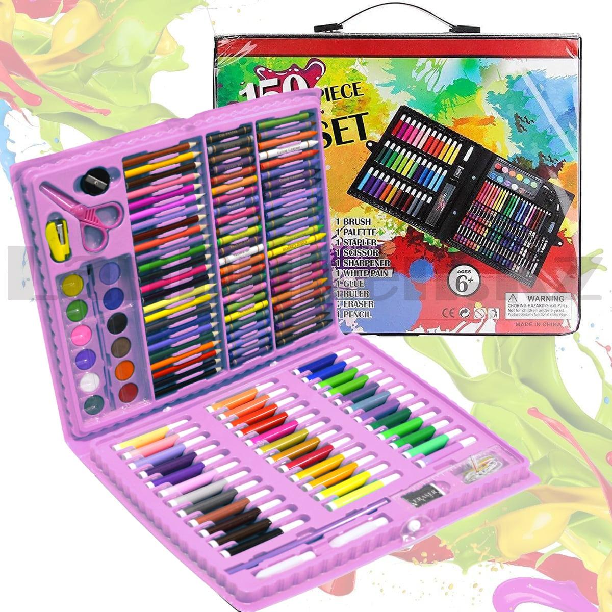 Набор для рисования Art Set 150 piece фломастеры мелки карандаши краски розовый, фото 1