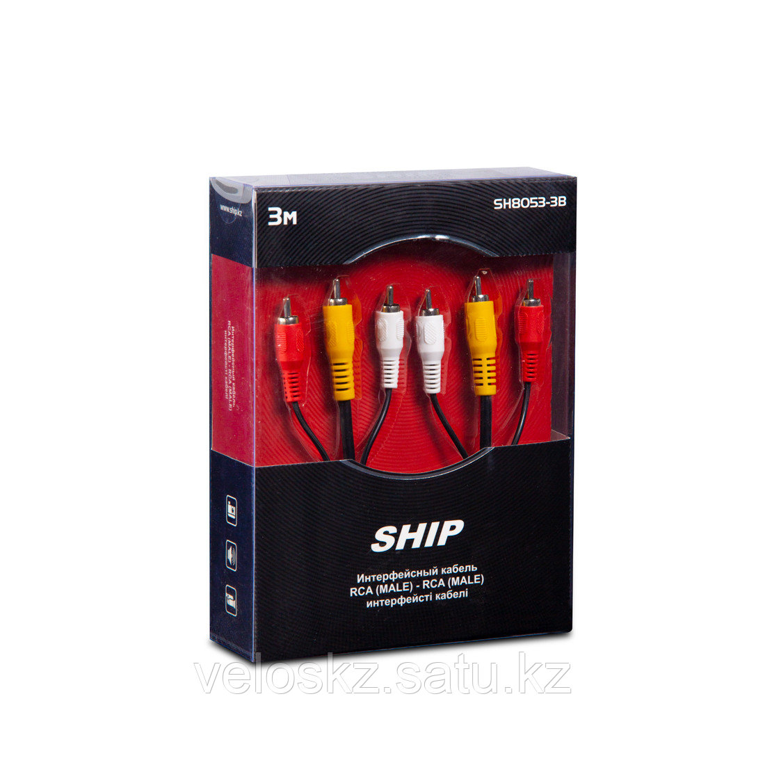 SHIP Кабель интерфейсный SHIP, SH8053-3B, RCA, (тюльпаны, аудио-видео-звук),  3 м, Чёрный
