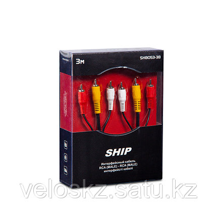 SHIP Кабель интерфейсный SHIP, SH8053-3B, RCA, (тюльпаны, аудио-видео-звук), 3 м, Чёрный, фото 2