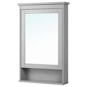 HEMNES ХЕМНЭС Зеркальный шкаф с 1 дверцей, серый, 63x16x98 см, фото 2