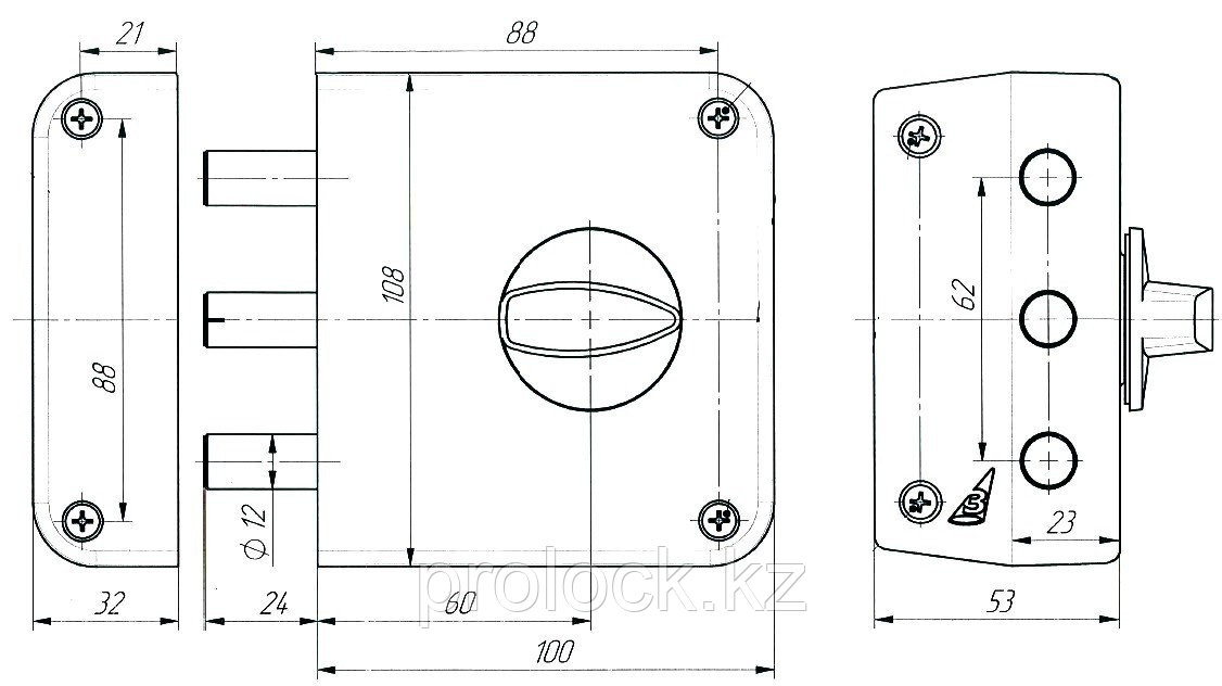 Замок ЗЕНИТ ЗН 1-3-3 медь накладной цилиндровый - фото 2 - id-p93870702