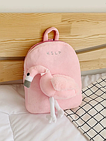 Детский рюкзак с мягкой игрушкой Фламинго