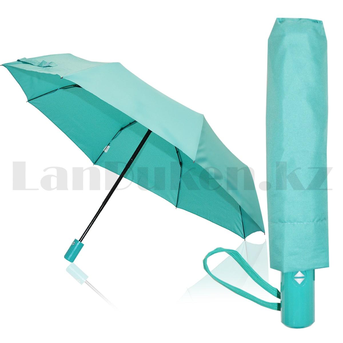 Зонт автомат с чехлом 28 см однотонный бирюзовый