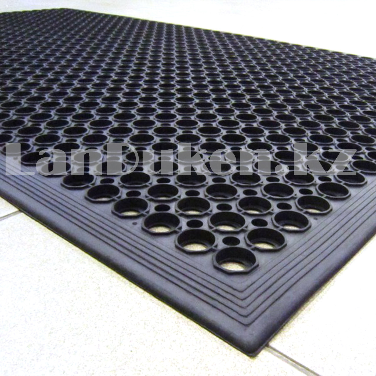 Грязезащитный придверный коврик резиновый ячеистый 80х50 см черный - фото 6 - id-p93879658