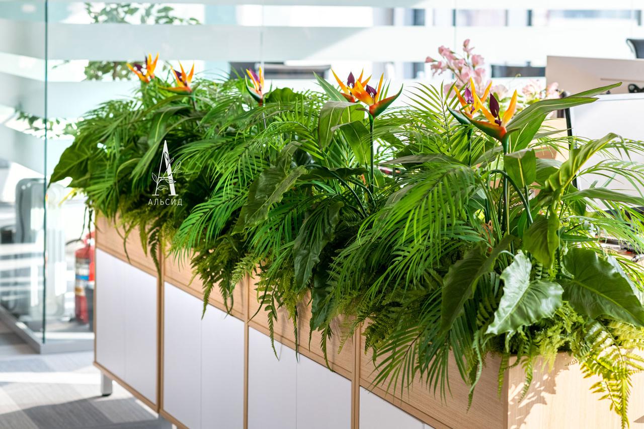 Озеленение ботаническими копиями искусственных растений
