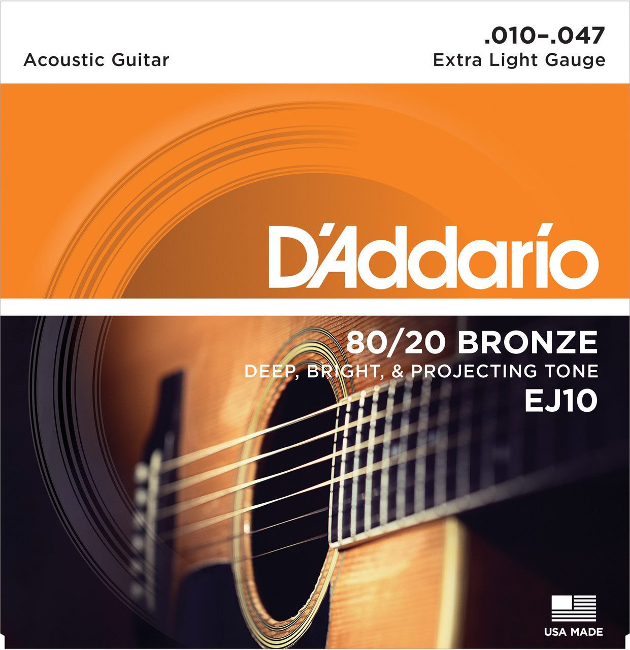 Струны для акустической гитары Extra Light 10-47 D`Addario EJ10 80/20