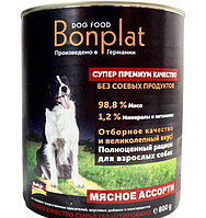 290015 BonPlat Meat Assortiment, БонПлат консервы для собак мясное ассорти, банка 400гр.