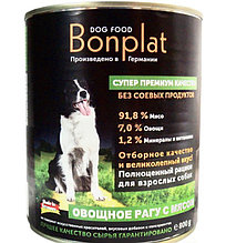 290084 BonPlat Meat&Vegetable, БонПлат консервы для собак мясо с овощамии, банка 800гр.