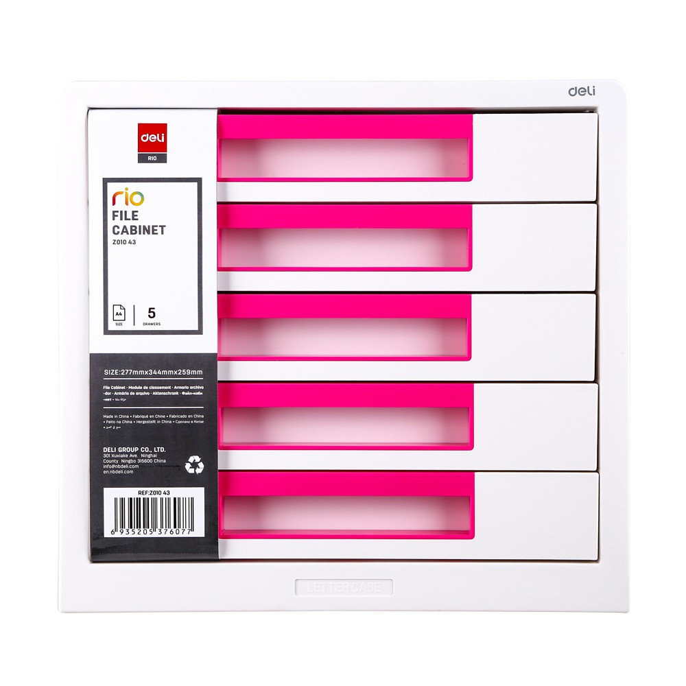 Ящик для документов пласт. 5-секц. Deli Z01043 розовый - фото 1 - id-p93905142
