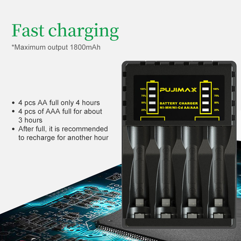 Зарядное устройство интеллектуальное VOXLINK с 4 слотами для аккумуляторов AAA/AA, - фото 3 - id-p93944054