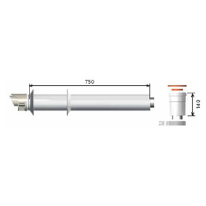 Коаксиальный дымоход L-1м, Ø 60/100-1000 мм c патрубком