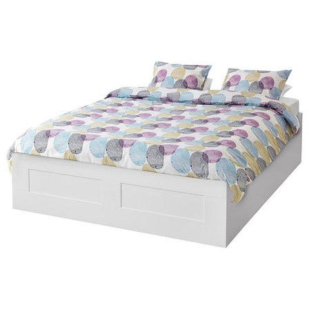 Кровать с подъемным механизмом БРИМНЭС белый 140x200 см ИКЕА, IKEA, фото 2