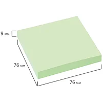Блок самоклеящийся (стикеры) BRAUBERG, ПАСТЕЛЬНЫЙ, 76х76 мм, 100 листов, зеленый, 122696, фото 2