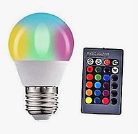 Светодиодная цветная RGBW лампа с пультом