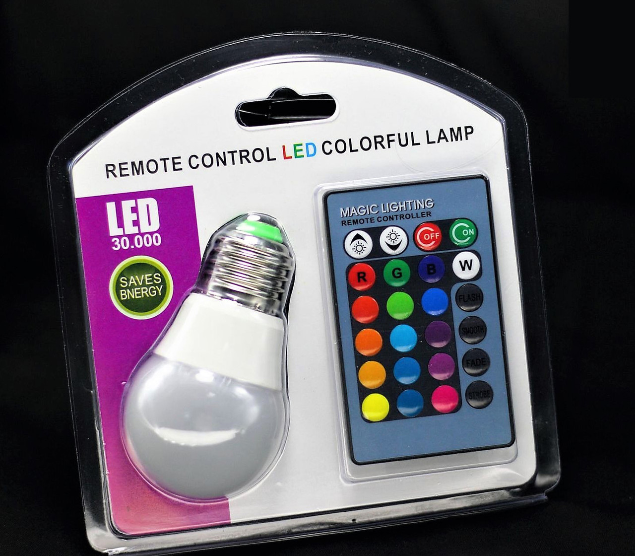 Светодиодная цветная RGBW лампа с пультом - фото 2 - id-p65728457
