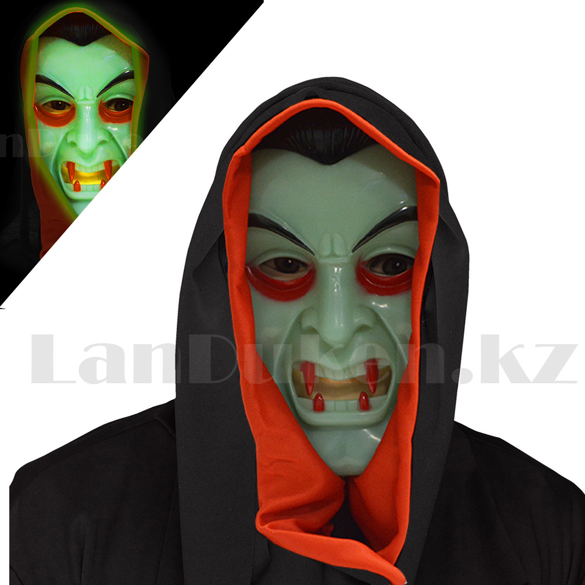 Карнавальная маска Вампир, маска Дракулы фосфорная, фото 1