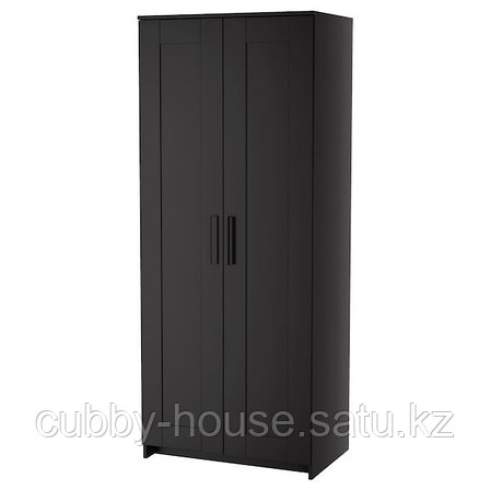 BRIMNES БРИМНЭС Шкаф платяной 2-дверный, черный, 78x190 см, фото 2
