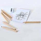 Набор цветных карандашей с раскрасками и точилкой "Figgy", 7,4х9х1,5см, дерево, картон, бумага, фото 4