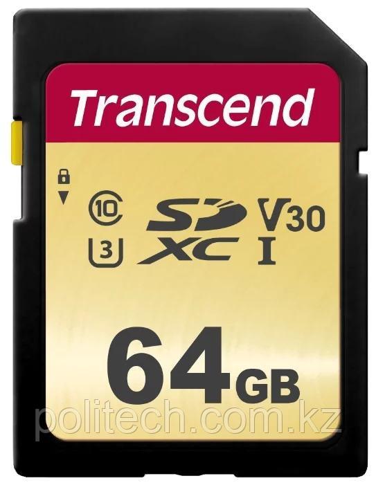 Карта памяти SD 64GB Class 10 U3 Transcend TS64GSDC500S