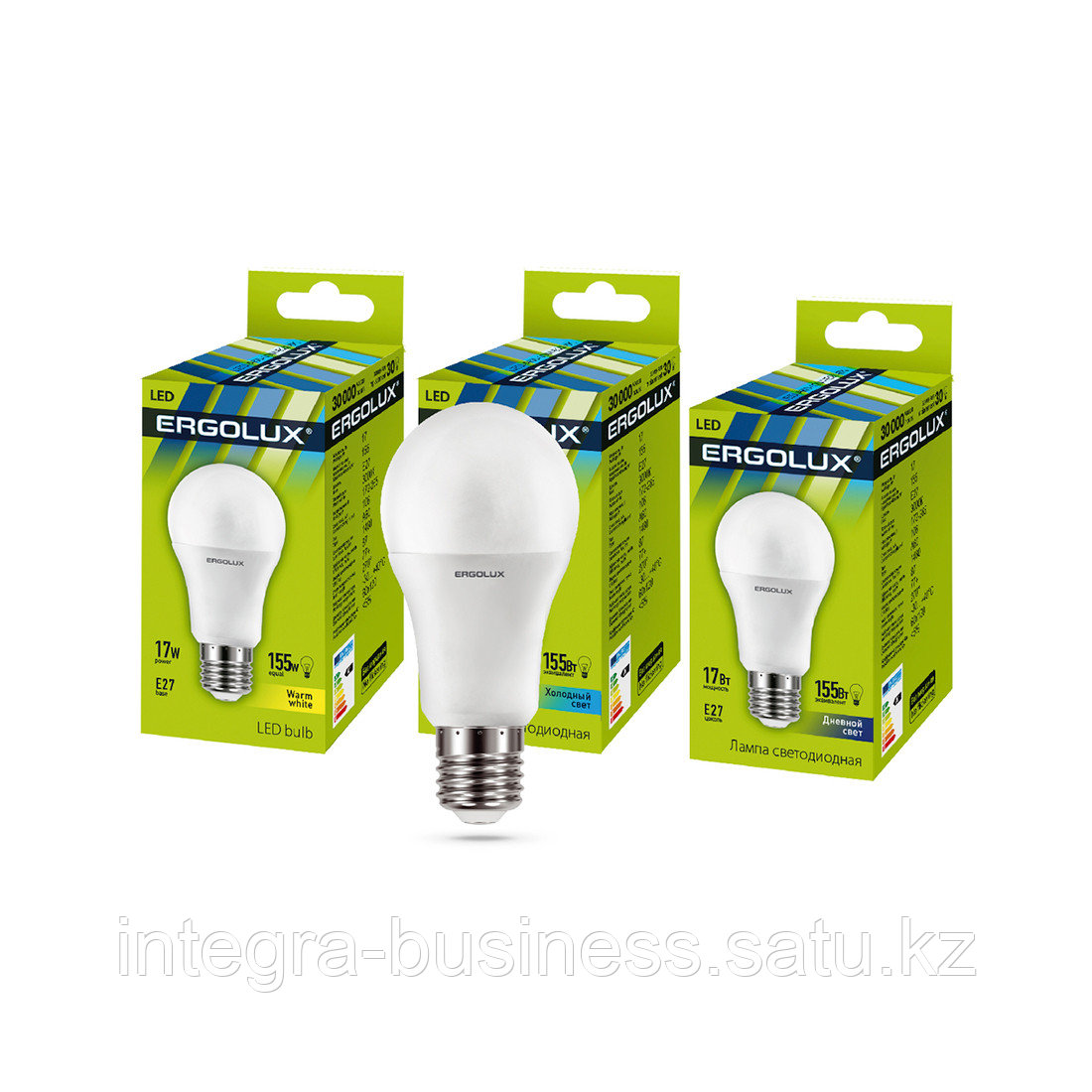 Эл. лампа светодиодная Ergolux LED-A60-17W-E27-4K, Холодный