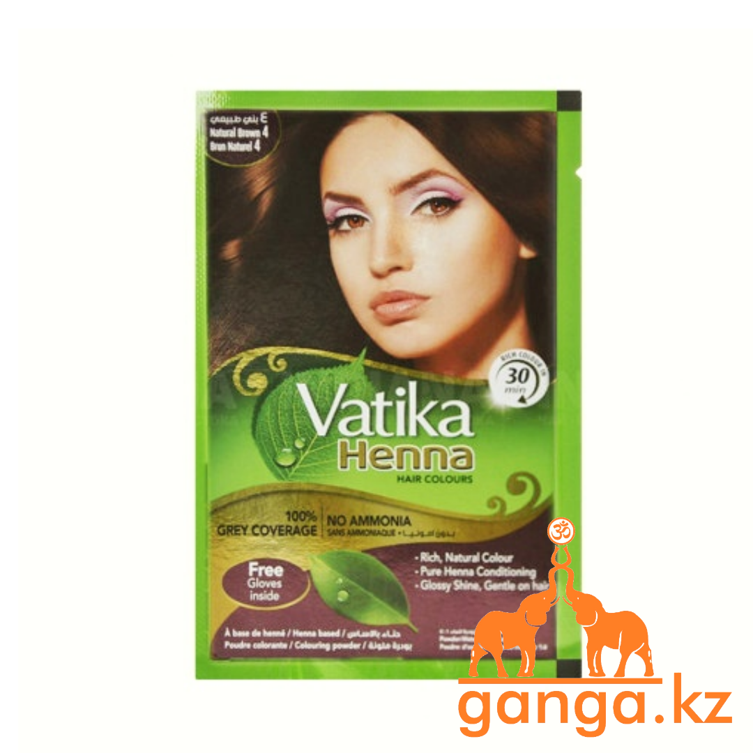 Хна для окрашивания волос Натурально-коричневая Ватика (Natural Brown Vatika DABUR), 1 пакетик
