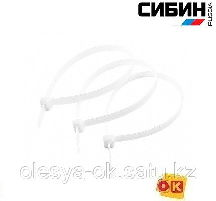 Хомуты-стяжки 100 х 2,5 мм, 100 шт. белые. СИБИН, фото 2