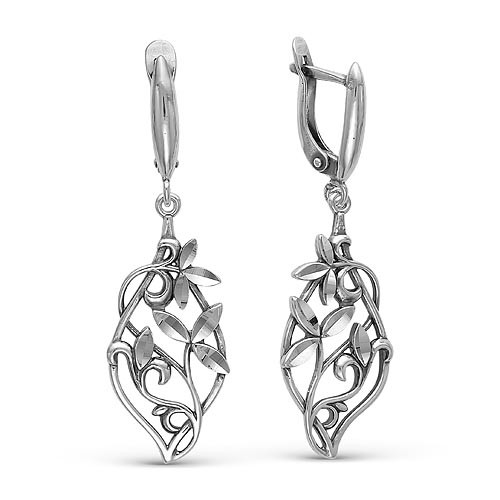 Серьги Красная Пресня , без вставок, с английским замком, флора 3307370-5