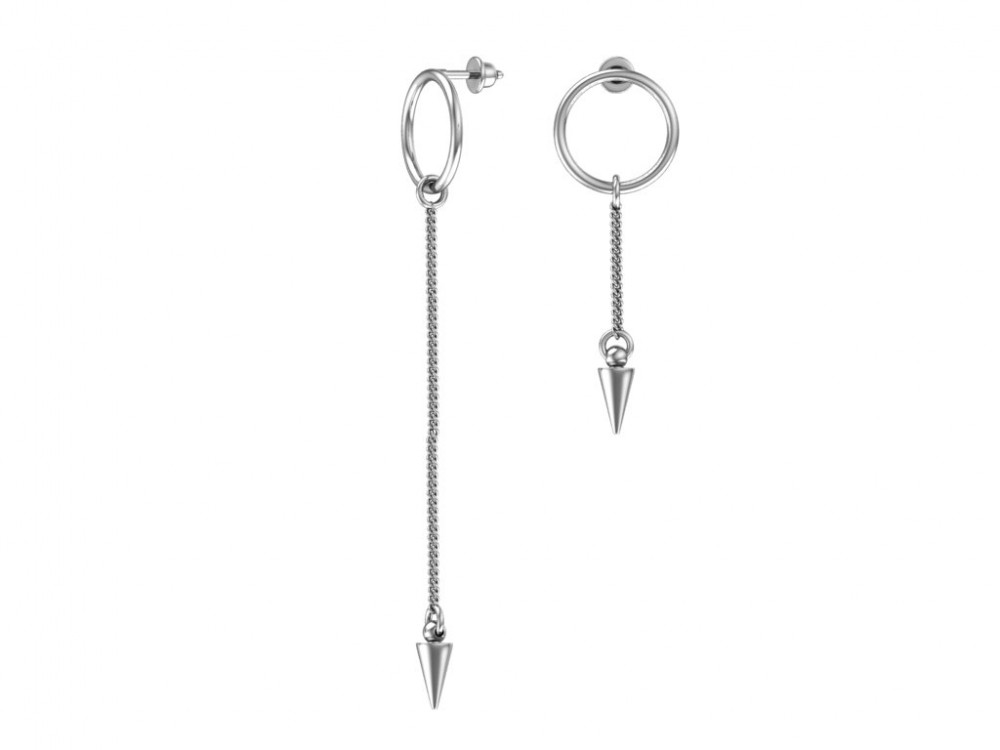 Серьги TEOSA серебро с родием, без вставок, пусеты, фантазия 6021400-00245