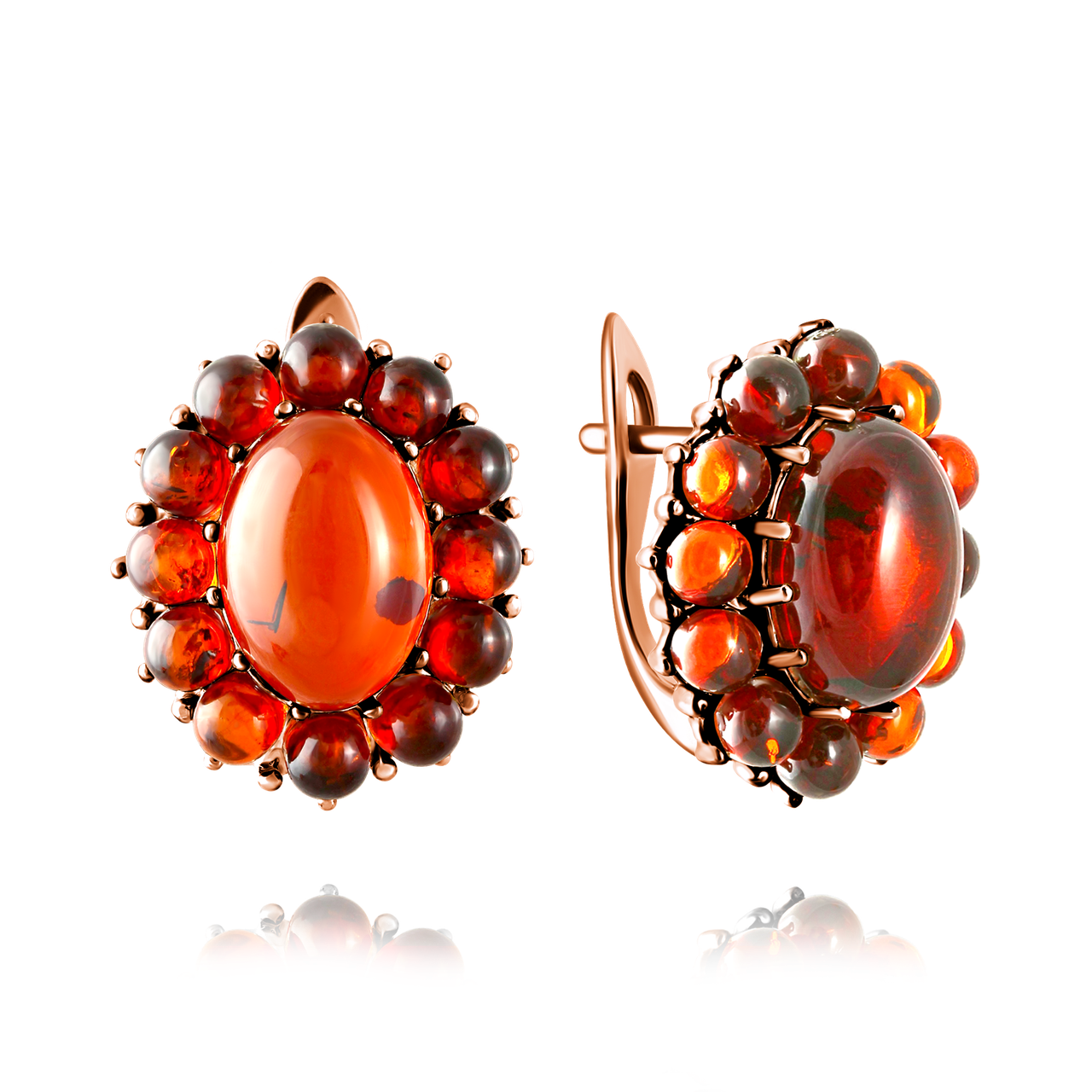 Серьги Darvin , янтарь коньячный, с английским замком, флора 929042339aa