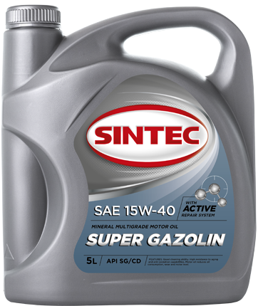 Моторное масло Sintec Super Gazolin SAE 15w40 API SG/CD канистра 5 л - фото 1 - id-p93994976