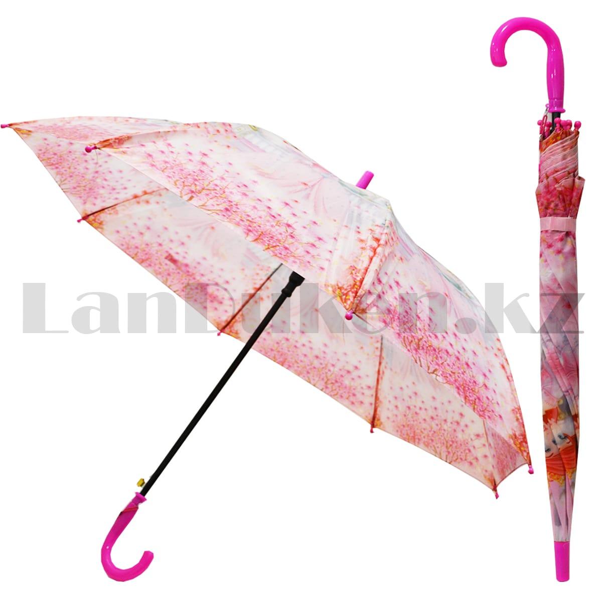 Зонт детский принцесса Ариэль трость 66 сантиметров розовый - фото 7 - id-p93998556