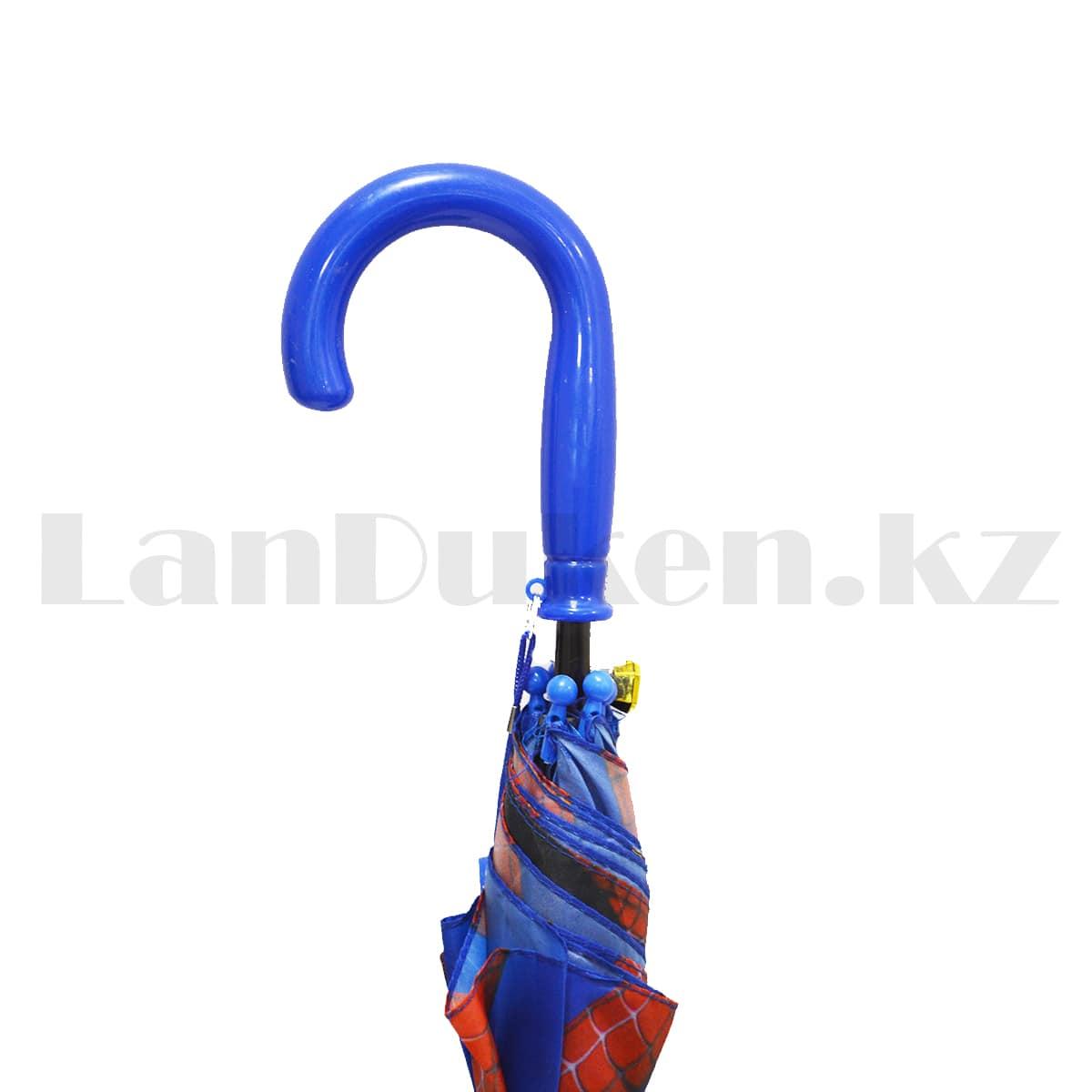 Зонт детский Человек Паук трость 66 сантиметров синий - фото 4 - id-p93999414