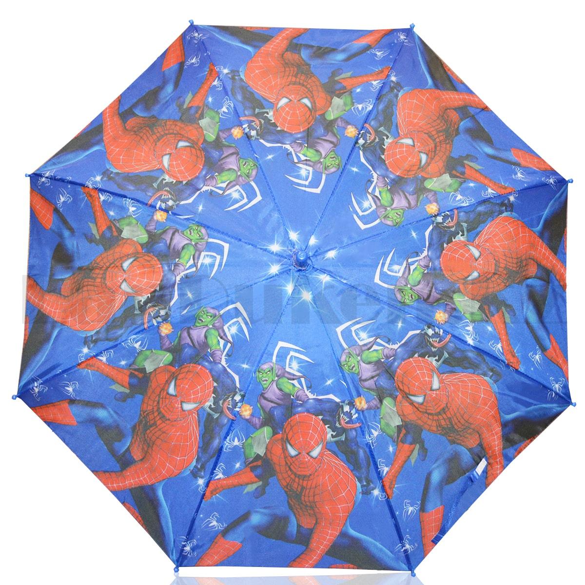 Зонт детский Человек Паук трость 66 сантиметров синий - фото 1 - id-p93999414