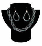 Комплект ожерелье плетенное и серьги «Звездная пыль» (Синий), фото 5